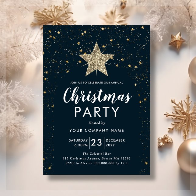 Invitación a la fiesta de los Navidades Navy Blue  (Subido por el creador)