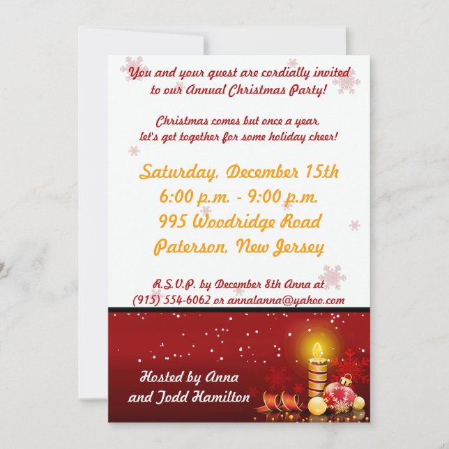 Invitación a la fiesta de los Navidades nocturnos  (Anverso)