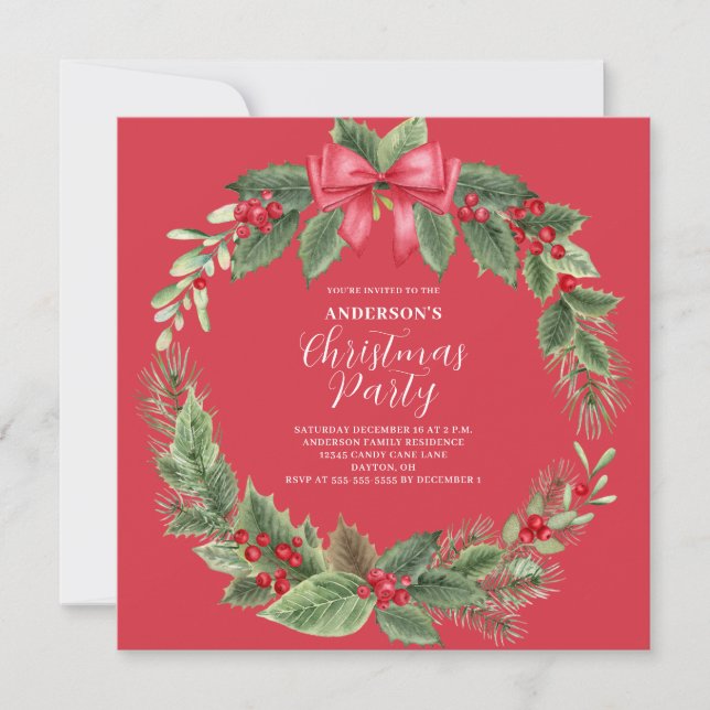Invitación a la fiesta de los Navidades rojos clás (Anverso)
