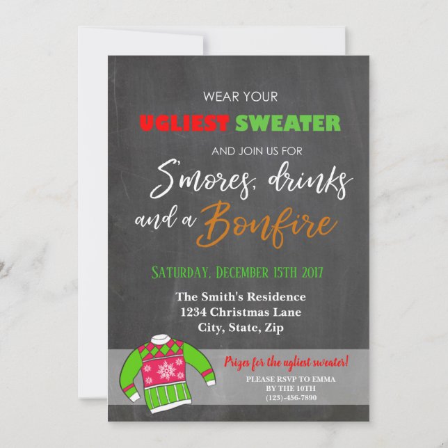Invitación a la fiesta de los Navidades suéteres (Reverso)