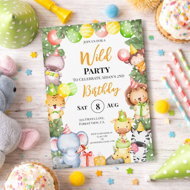 Invitación a la fiesta de los niños con animales d (Subido por el creador)