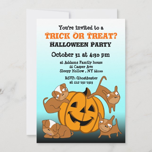 Invitación a la fiesta de los niños de Halloween (Anverso)