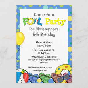 Invitación a la fiesta de los niños en la piscina