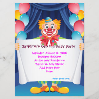 Invitación a la fiesta de los niños payasos de cir