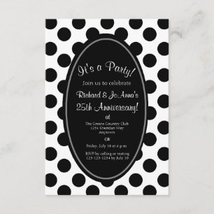 Invitación a la fiesta de los puntos de polka blan