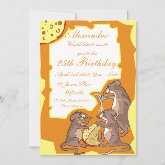 Invitación a la fiesta de los ratones con queso (Anverso)