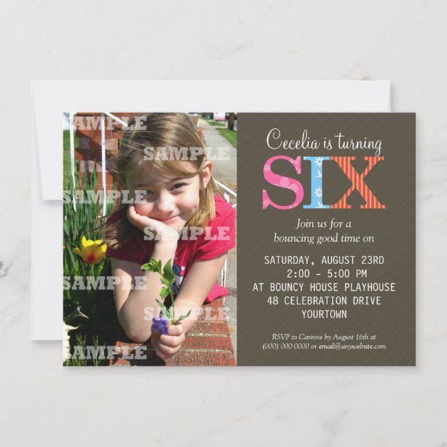Invitación a la fiesta de los seis cumpleaños patr (Anverso)