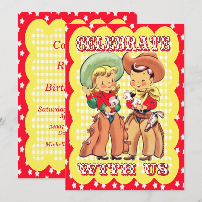Invitación a la fiesta de los Vaqueros y las Vaque (Anverso / Reverso)