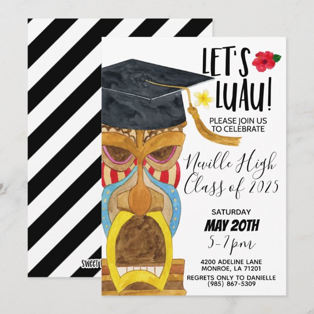 Invitación a la fiesta de Luau (Anverso / Reverso)