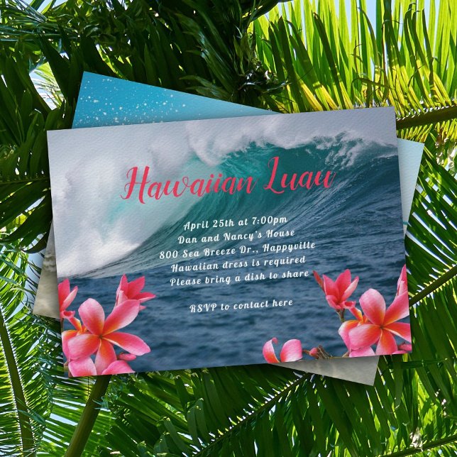 Invitación a la Fiesta de Luau Hawaiano con Olas q (Subido por el creador)