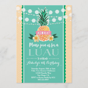 Invitación a la fiesta de Luau para cumpleaños, du