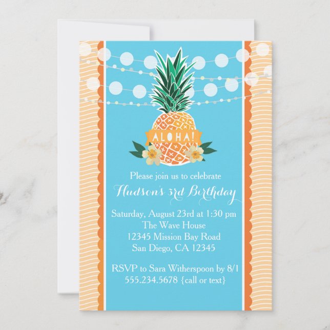 Invitación a la fiesta de Luau para cumpleaños, du (Anverso)