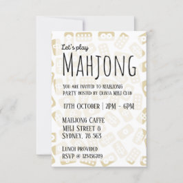 Invitación a la fiesta de Mahjong - azulejos blanc