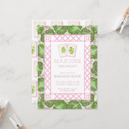 Invitación a la fiesta de Mahjong, col y rosa