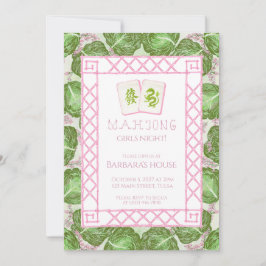 Invitación a la fiesta de Mahjong, col y rosa