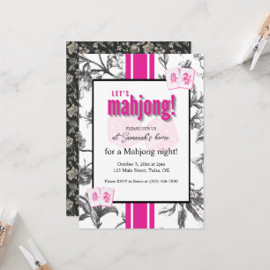 Invitación a la fiesta de Mahjong, toile negro y r