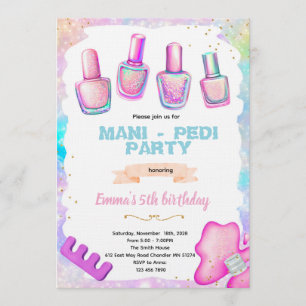 invitación a la fiesta de manicura y pedicura en e