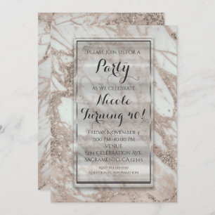Invitación a la fiesta de Marble Glam Rosa Oro Ros