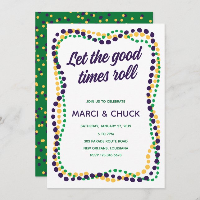 Invitación a la Fiesta de Mardi Gras (Anverso / Reverso)