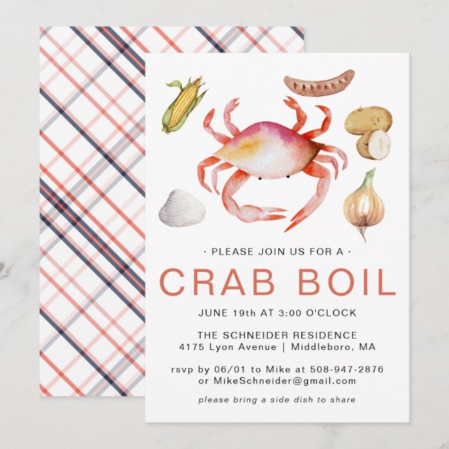 Invitación a la Fiesta de Mariscos | Boil de Cangr (Anverso / Reverso)