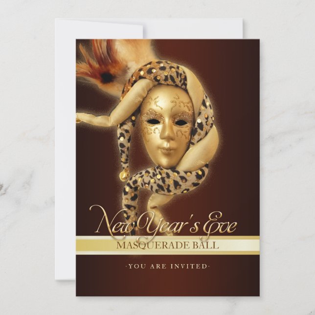 Invitación a la fiesta de mascarada de Año Nuevo (Anverso)