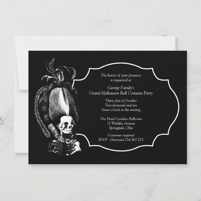 Invitación a la fiesta de máscaras de la pelota de (Anverso)