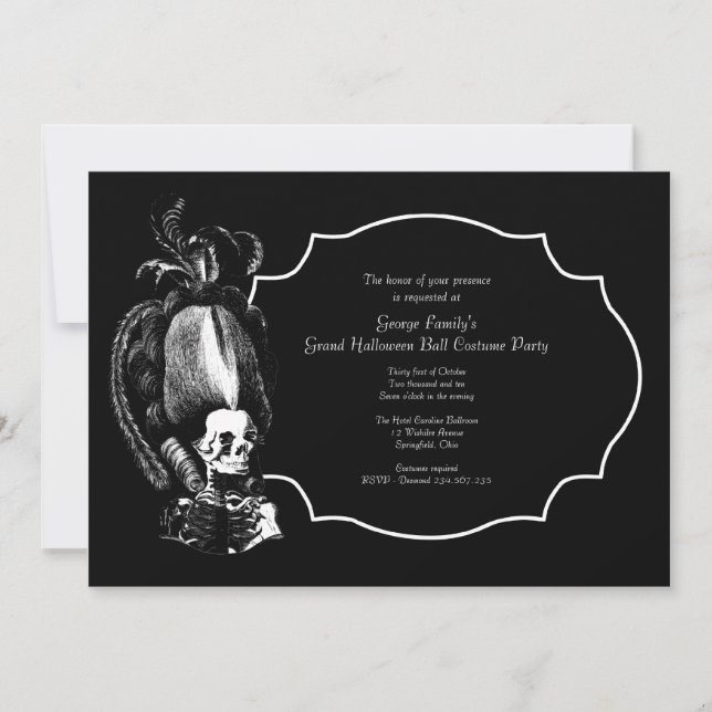 Invitación a la fiesta de máscaras de la pelota de (Anverso)
