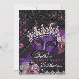 Invitación a la fiesta de máscaras de Mis Quince A