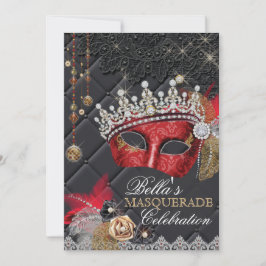 Invitación a la fiesta de máscaras de Mis Quince A