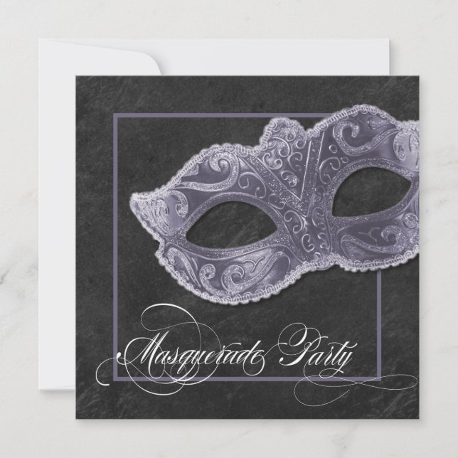 Invitación a la fiesta de máscaras - Gris pizarra (Anverso)