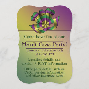 Invitación a la fiesta de mascarilla de Mardi Gras