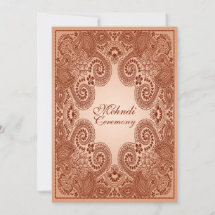 Invitación a la fiesta de Mehndi marrón y caoba do