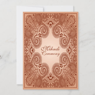 Invitación a la fiesta de Mehndi marrón y caoba do