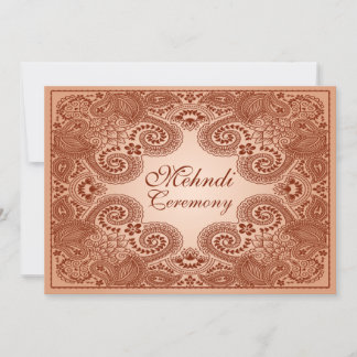 Invitación a la fiesta de Mehndi marrón y caoba do