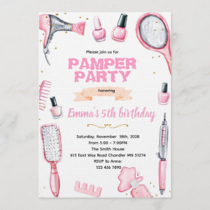 invitación a la fiesta de mimos de cabello y uñas