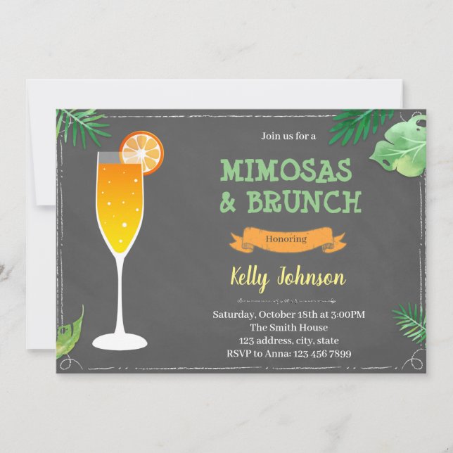 Invitación a la fiesta de mimosas y desayuno (Anverso)