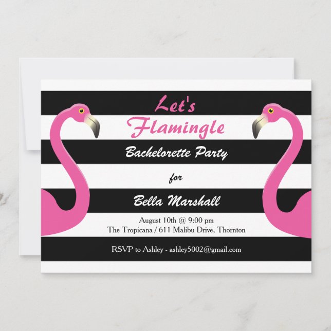 Invitación a la fiesta de moda Flamingo Bacheloret (Anverso)