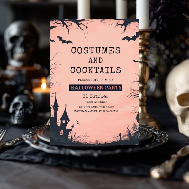 Invitación a la fiesta de moda rosada de Halloween (Subido por el creador)