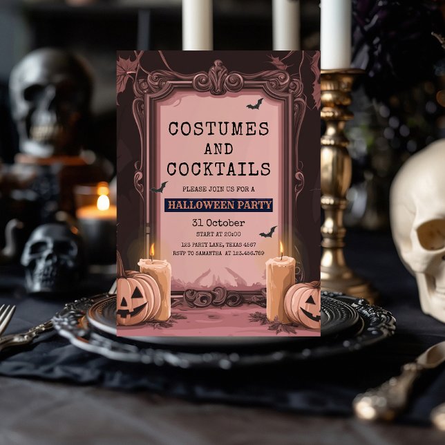 Invitación a la fiesta de moda rosada de Halloween (Subido por el creador)
