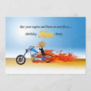 Invitación a la fiesta de moto de 80 años