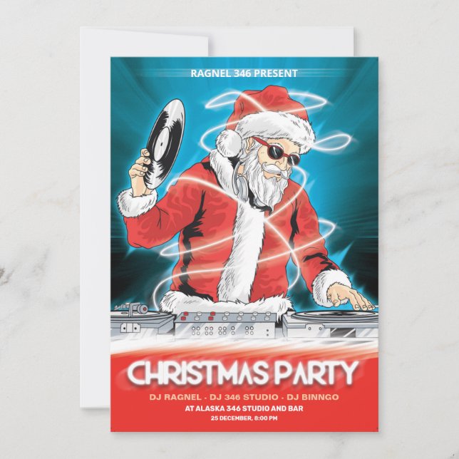 Invitación a la fiesta de música de DJ de Navidad (Anverso)