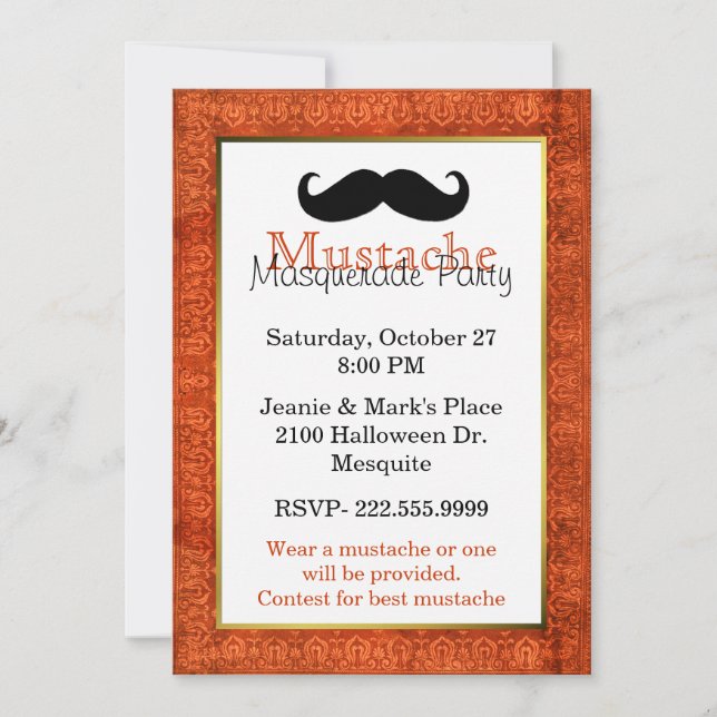 Invitación a la fiesta de Mustache Halloween (Anverso)