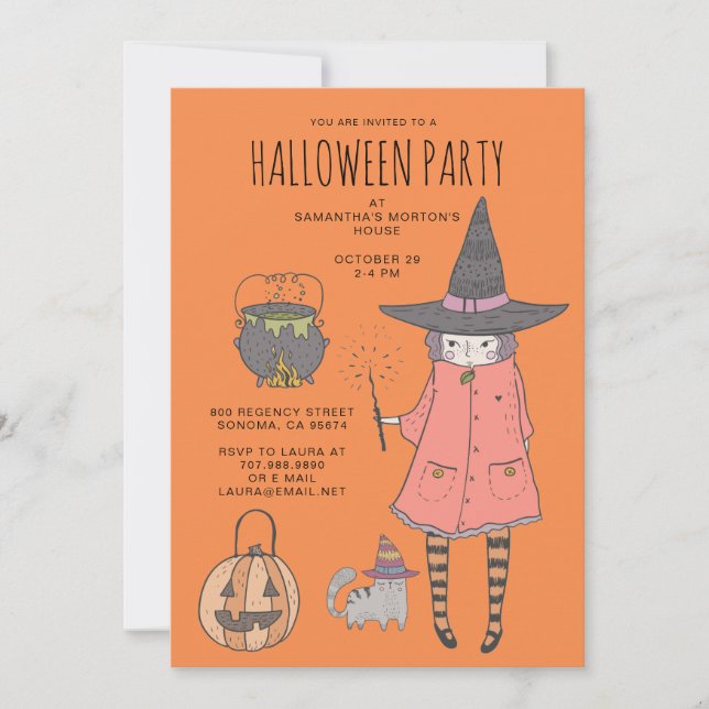 Invitación a la fiesta de Naranja de Halloween de  (Anverso)