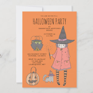 Invitación a la fiesta de Naranja de Halloween de 