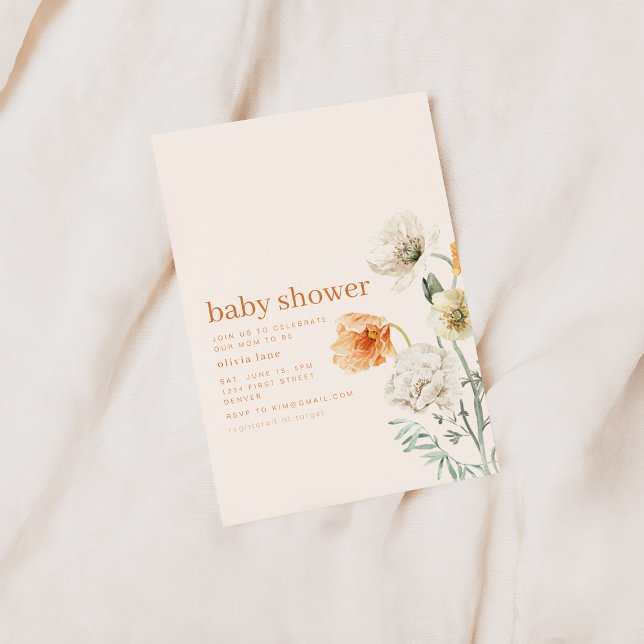 Invitación a la fiesta de naranja y crema en Baby  (Subido por el creador)