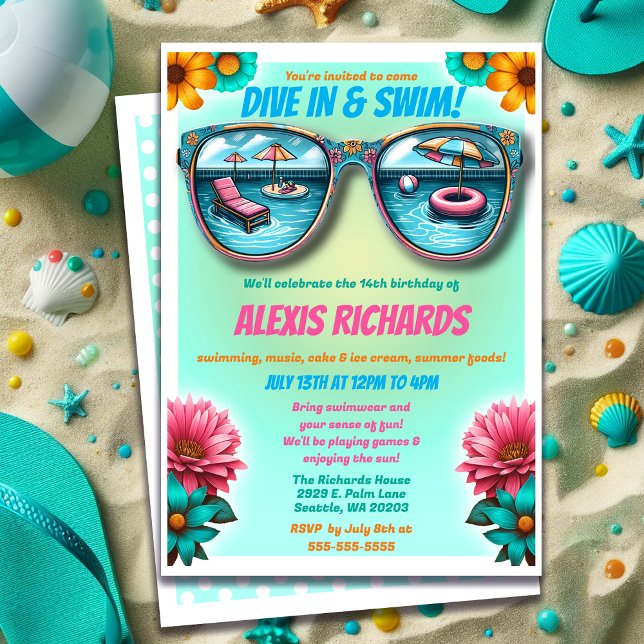 Invitación a la fiesta de natalidad de Guay Summer (Cool Summer Splash Birthday Pool Party Invitation)