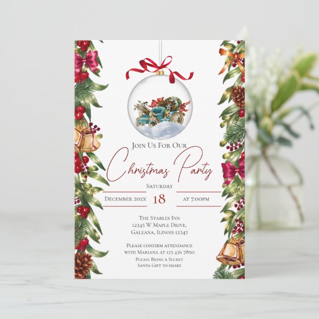 Invitación a la fiesta de Navidad (Anverso de pie)