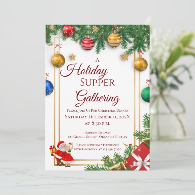 Invitación a la fiesta de Navidad (Anverso de pie)