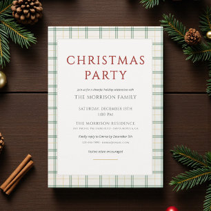 Invitación a la fiesta de Navidad a cuadros