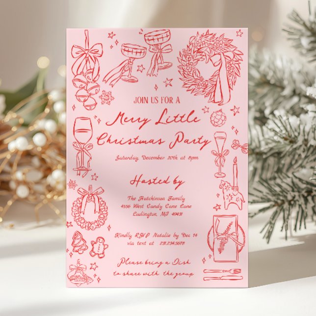 Invitación a la Fiesta de Navidad Alegre (Merry Little Christmas Party Invitation)